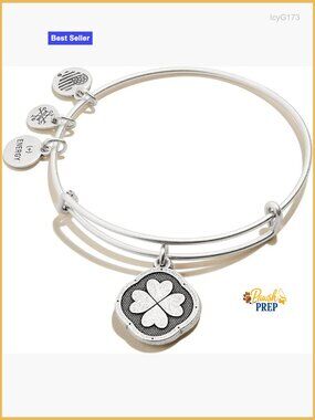 Four Leaf Clover Charm Bangle Expandable Good Luck Bracelet